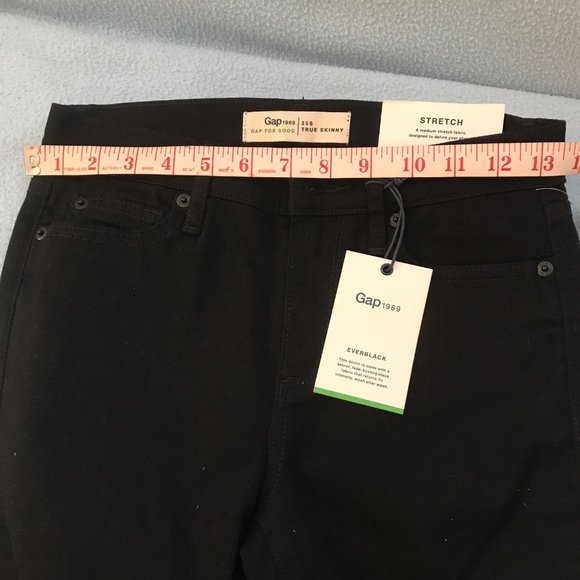 NWT GAP Mid Rise True Skinny Jeans Black size 25 Short - Picture 6 of 9